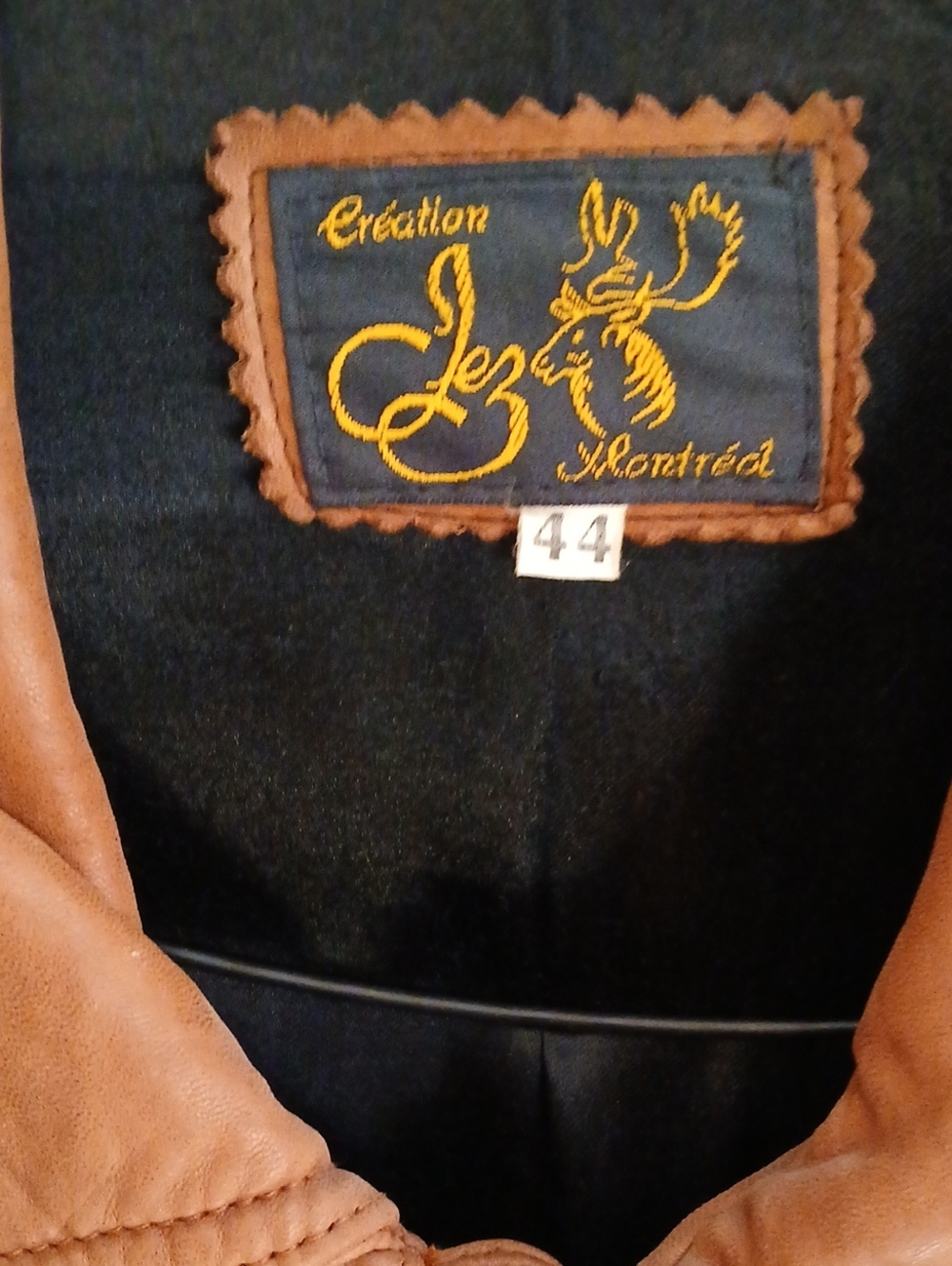 Creation Jez of Montreal Men’s Amber Brown Leather Bomber Jacket